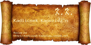 Kadlicsek Kasszián névjegykártya